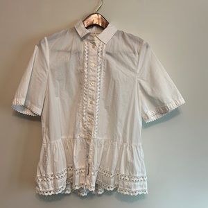 Kate Spade Broome Street White Babydoll Button Up